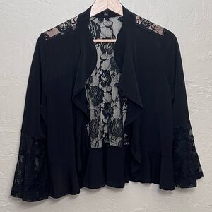 GLAMOUR BLACK LACE OVERLAY TOP SIZE L